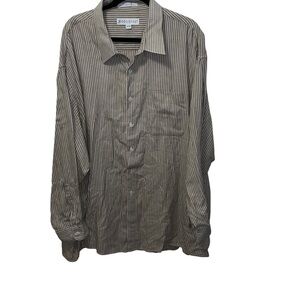 Perry Ellis portfolio 100% cotton cream beige button front long sleeve shirt 3x